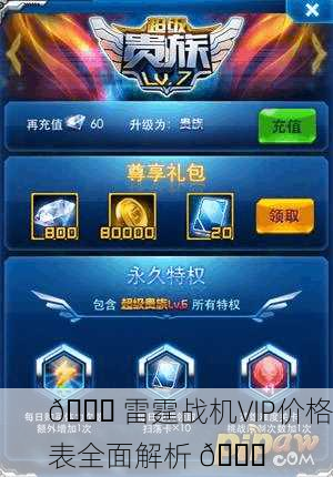 🎉 雷霆战机VIP价格表全面解析 🎉