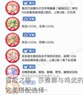 冒险之旅，莎雅娜与鸣武的完美搭配选择