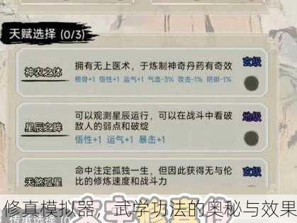修真模拟器，武学功法的奥秘与效果