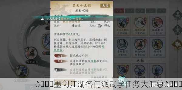 📜墨剑江湖各门派武学任务大汇总🍀