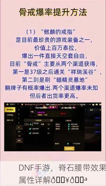 DNF手游，脊石腰带效果属性详解🔥💪