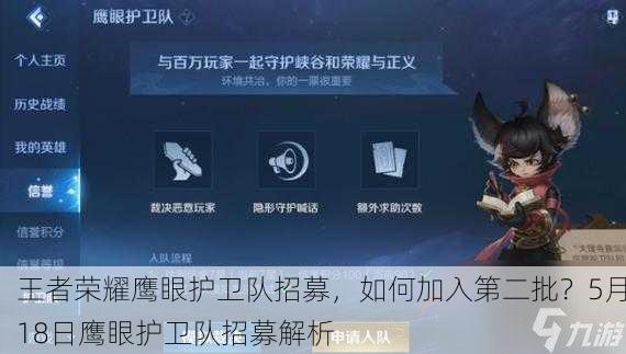王者荣耀鹰眼护卫队招募，如何加入第二批？5月18日鹰眼护卫队招募解析