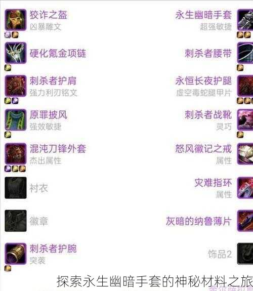 探索永生幽暗手套的神秘材料之旅