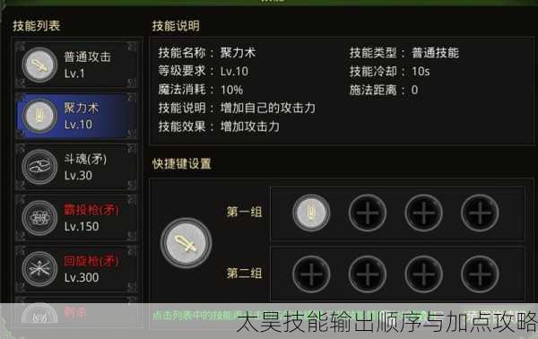 太昊技能输出顺序与加点攻略