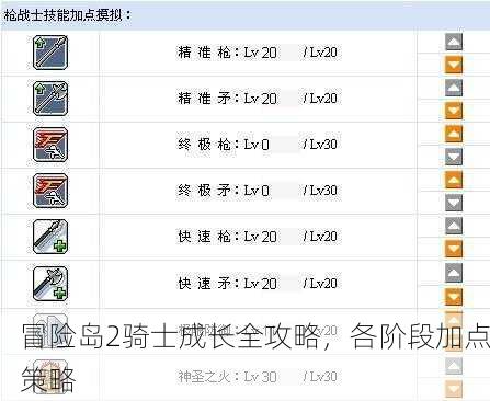 冒险岛2骑士成长全攻略，各阶段加点策略