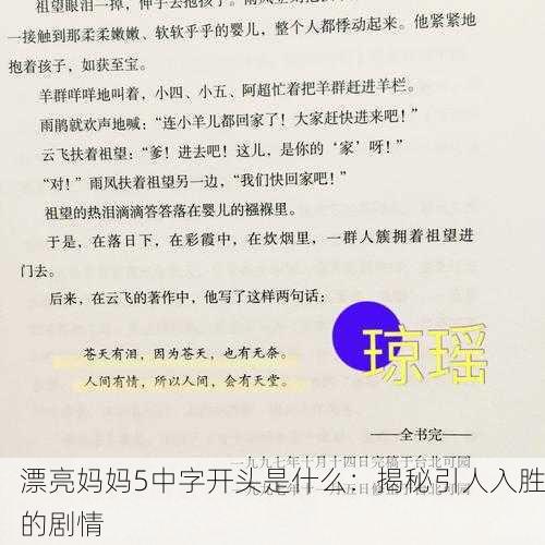 漂亮妈妈5中字开头是什么：揭秘引人入胜的剧情