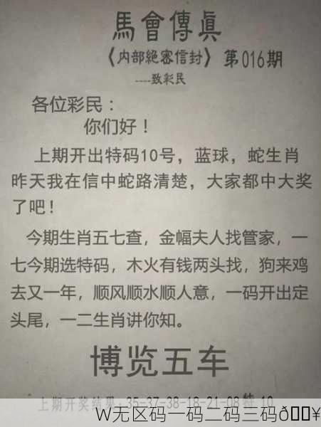 W无区码一码二码三码🔥