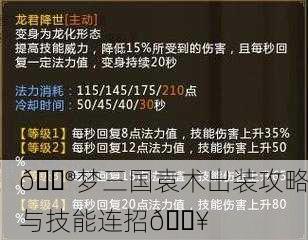 🎮梦三国袁术出装攻略与技能连招🔥