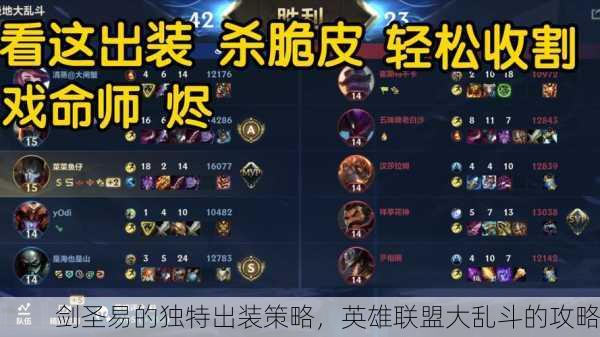 剑圣易的独特出装策略，英雄联盟大乱斗的攻略