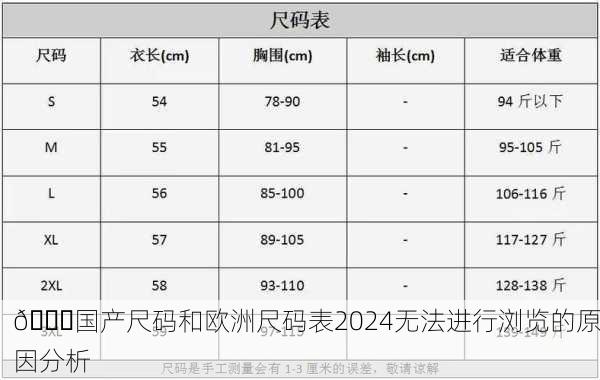 🔍国产尺码和欧洲尺码表2024无法进行浏览的原因分析