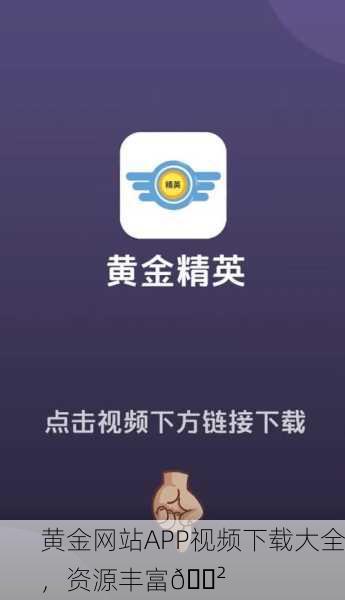 黄金网站APP视频下载大全，资源丰富📲