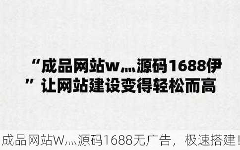 成品网站W灬源码1688无广告，极速搭建！