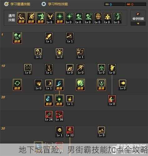 地下城冒险，男街霸技能加点全攻略