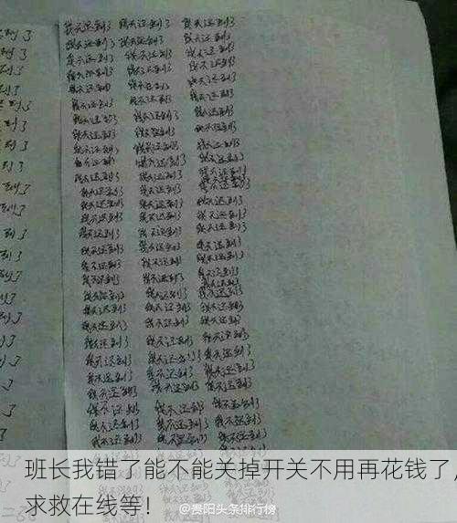 班长我错了能不能关掉开关不用再花钱了，求救在线等！
