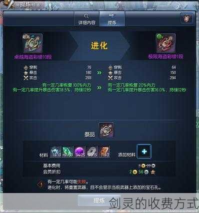 剑灵的收费方式