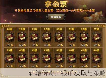 轩辕传奇，银币获取与策略