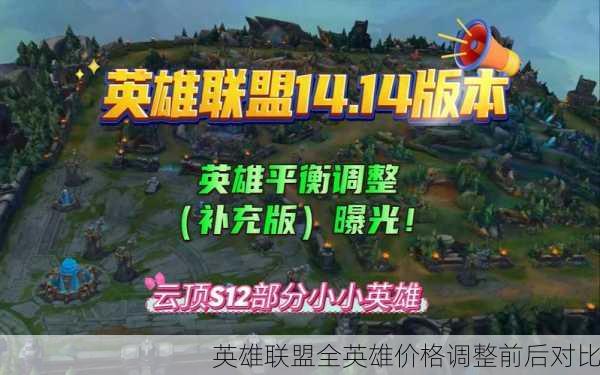 英雄联盟全英雄价格调整前后对比
