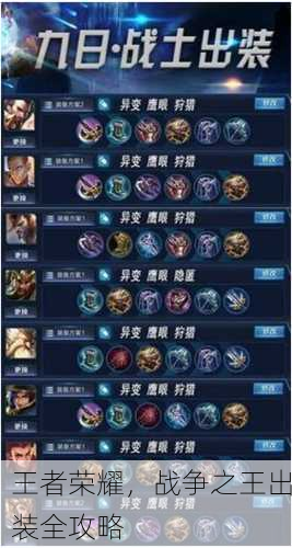 王者荣耀，战争之王出装全攻略