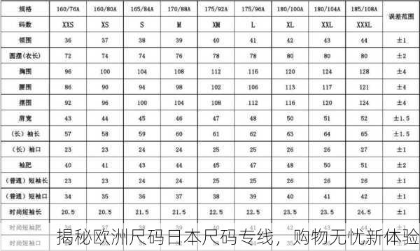 揭秘欧洲尺码日本尺码专线，购物无忧新体验
