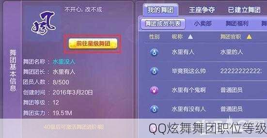 QQ炫舞舞团职位等级