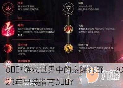 🎮游戏世界中的泰隆打野——2023年出装指南🔥