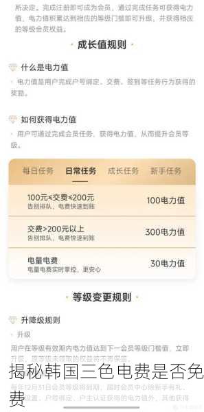 揭秘韩国三色电费是否免费