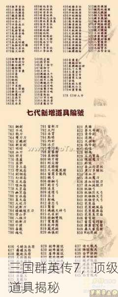 三国群英传7，顶级道具揭秘