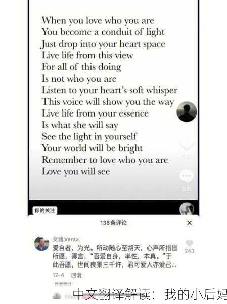 中文翻译解读：我的小后妈