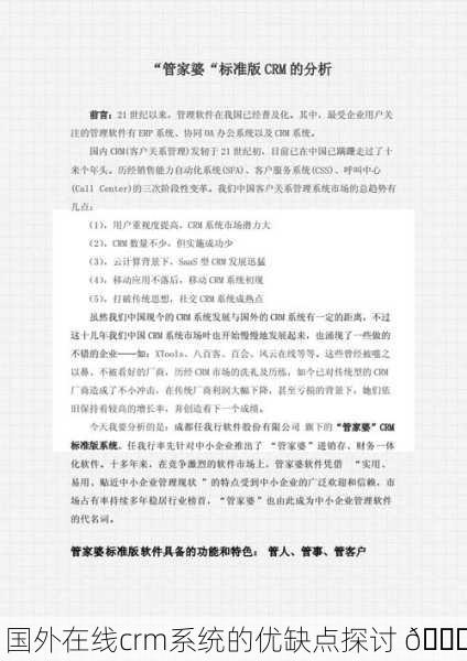 国外在线crm系统的优缺点探讨 🌍