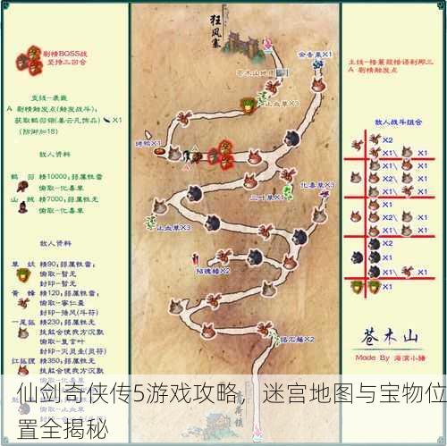仙剑奇侠传5游戏攻略，迷宫地图与宝物位置全揭秘