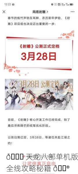 📖 天龙八部单机版全线攻略秘籍 🎮