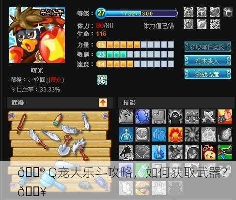 🎮 Q宠大乐斗攻略，如何获取武器？ 🔥