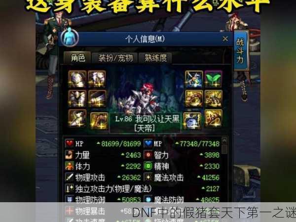 DNF中的假猪套天下第一之谜