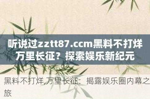 黑料不打烊,万里长征：揭露娱乐圈内幕之旅