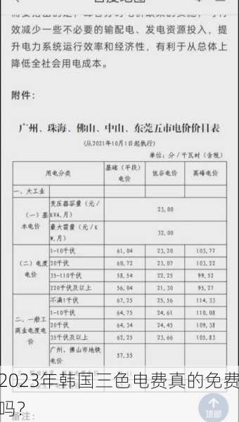 2023年韩国三色电费真的免费吗？