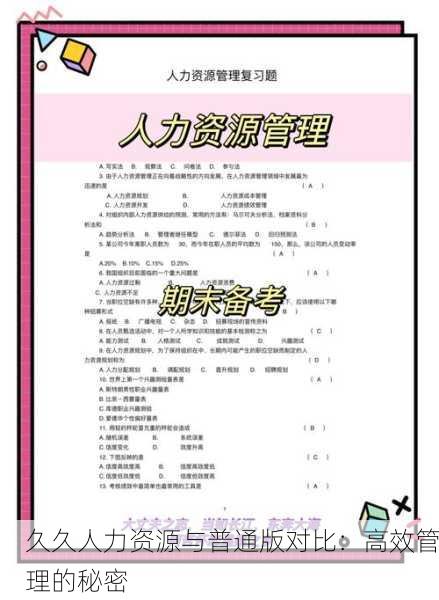 久久人力资源与普通版对比：高效管理的秘密