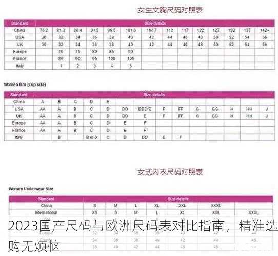 2023国产尺码与欧洲尺码表对比指南，精准选购无烦恼