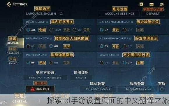 探索lol手游设置页面的中文翻译之旅