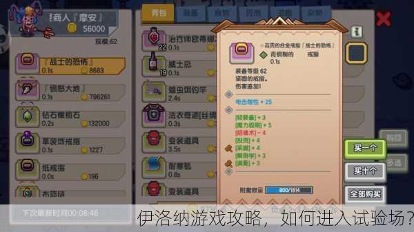 伊洛纳游戏攻略，如何进入试验场？