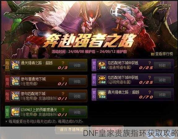 DNF皇家贵族指环获取攻略