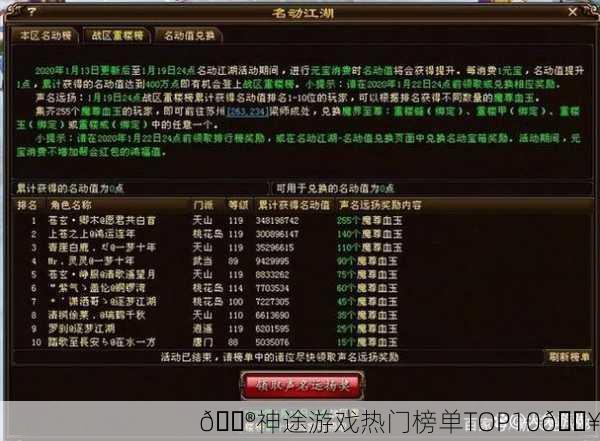 🎮神途游戏热门榜单TOP10🔥