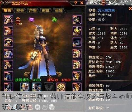 轩辕传奇手游，药师技能全攻略与战斗药师玩法解析