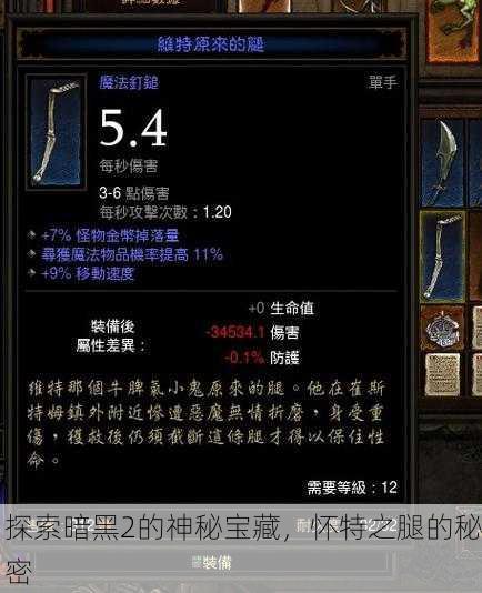 探索暗黑2的神秘宝藏，怀特之腿的秘密