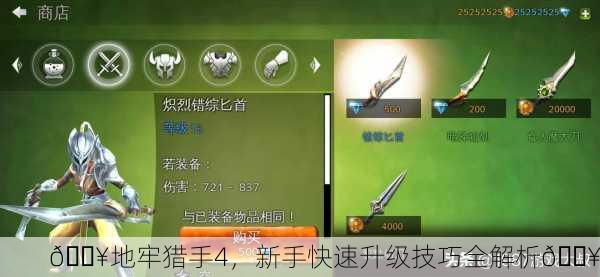 🔥地牢猎手4，新手快速升级技巧全解析🔥