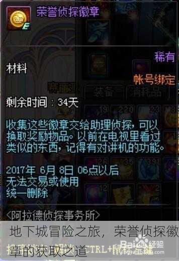 地下城冒险之旅，荣誉侦探徽章的获取之道
