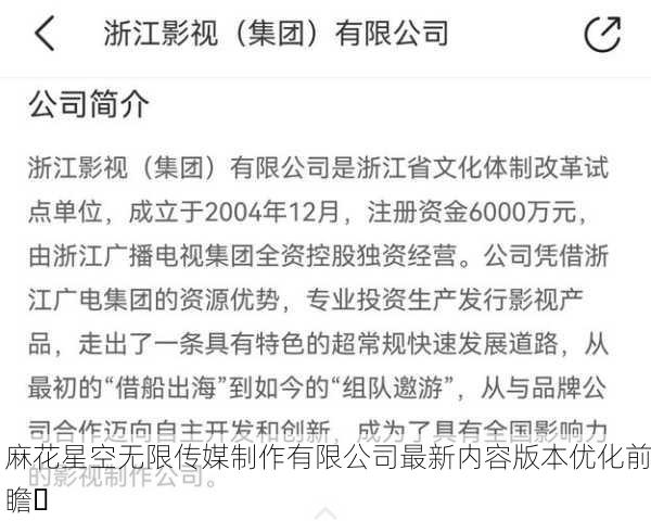 麻花星空无限传媒制作有限公司最新内容版本优化前瞻✨