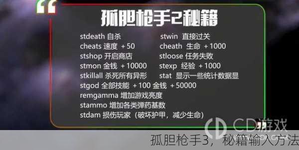 孤胆枪手3，秘籍输入方法