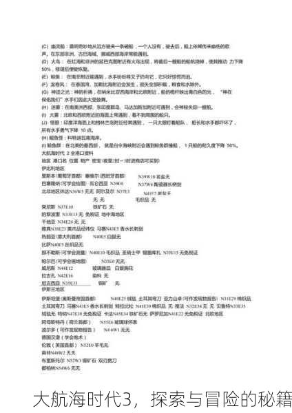 大航海时代3，探索与冒险的秘籍