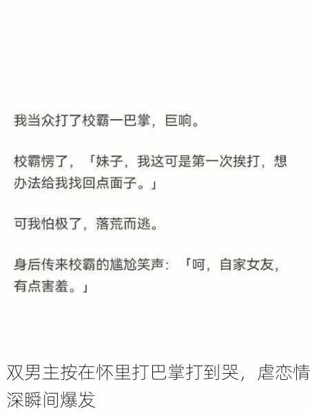 双男主按在怀里打巴掌打到哭，虐恋情深瞬间爆发