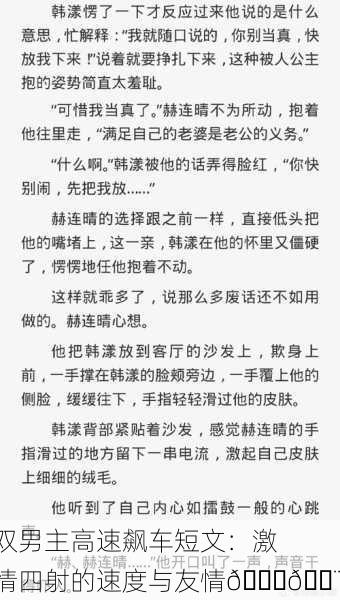 双男主高速飙车短文：激情四射的速度与友情🚗💨